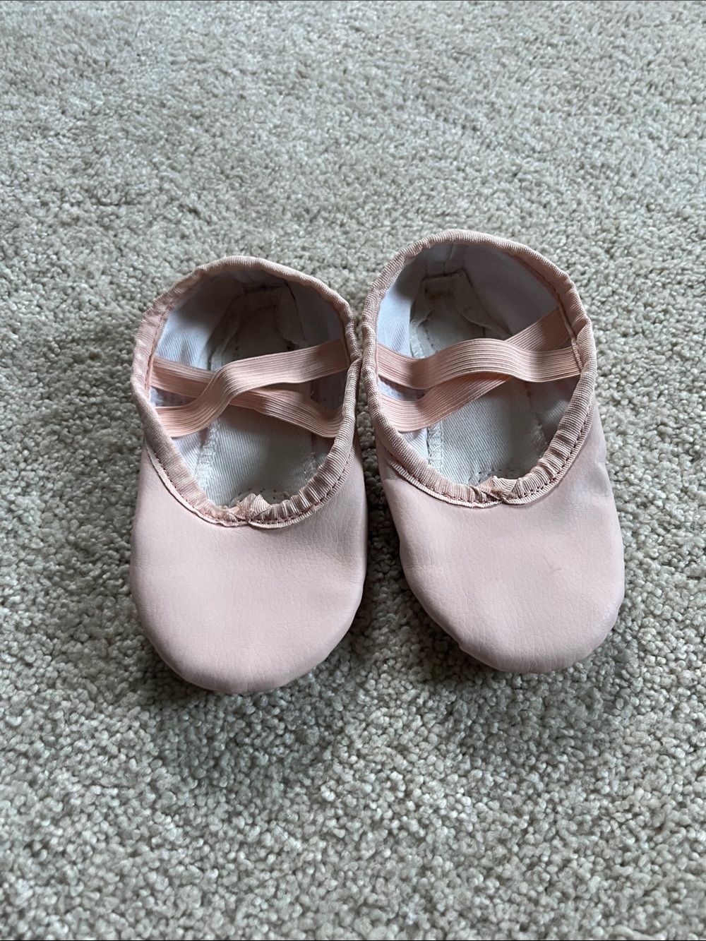 Stelle Soft Pink Leather Girls’ Ballet Slippers with Suede Pads Sz. 8